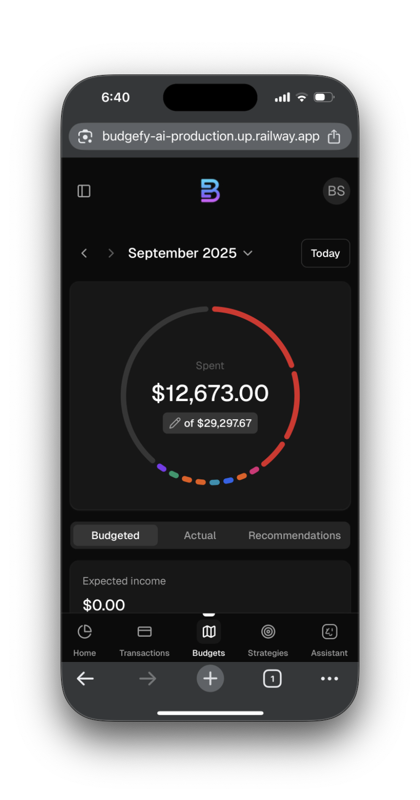 Mobile Budget Tracking - AI-powered spending analysis